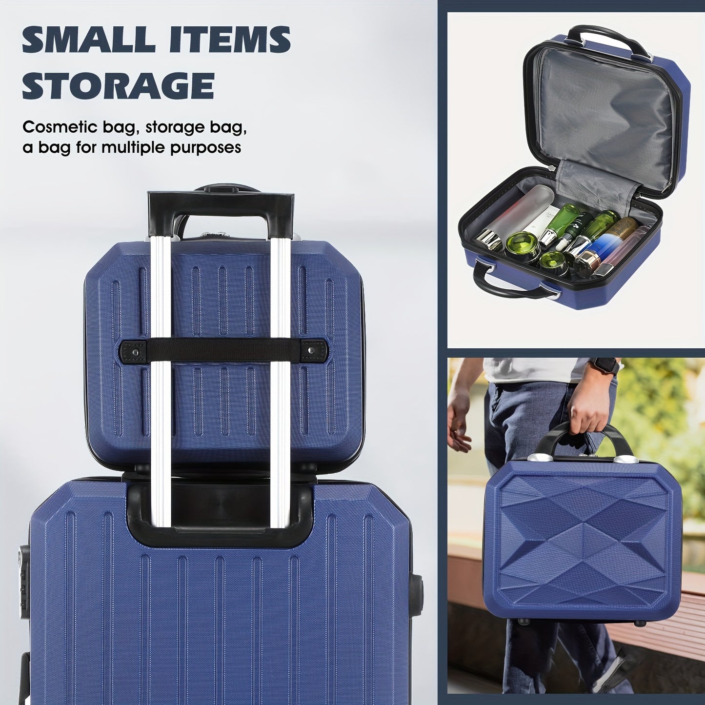 Kofferset – Reiskoffers – Bagageset – Trolley Koffers – Handbagage – Harde ABS+PC Behuizing – TSA Slots – 4-delige Set – Navy Blauw – Lichtgewicht – Uitbreidbaar – Spinner Wielen