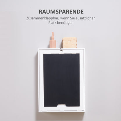 Wandtafel – Opklapbaar Bureau – Opbergmeubel – Werkplek – Schrijfplank – Ruimtebesparend Design – 5 Compartimenten – Zwart/Wit – PVC – 60x94,5x147 cm
