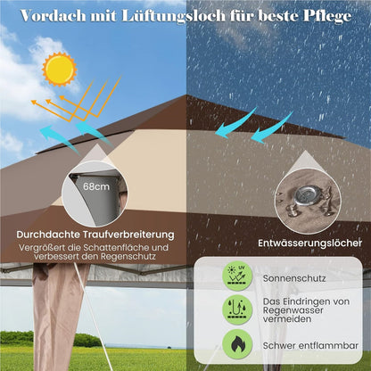 4x4 M Vouwpaviljoen – Partytent – Tuinkamer – Pop-up Tent – Paviljoen Met Wielen – Waterdicht – UV Bescherming 50+