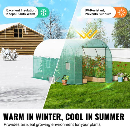 Kas – Kweekkas – Tuinkas – Broeikas – Wandelkas – Gegalvaniseerd Stalen Frame – Weerbestendige Groene PE Overkapping – 11,32x6,4x6,9 m – Compact Wandelontwerp
