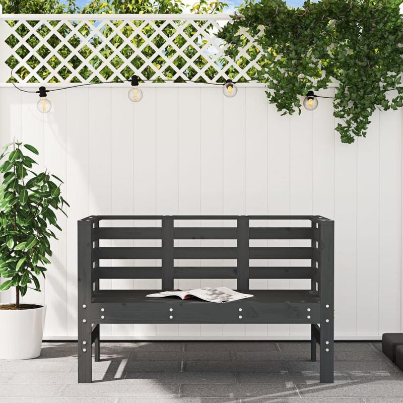 Garden Bench 111.5X53X71 Cm Made of Solid Gray Pine Wood