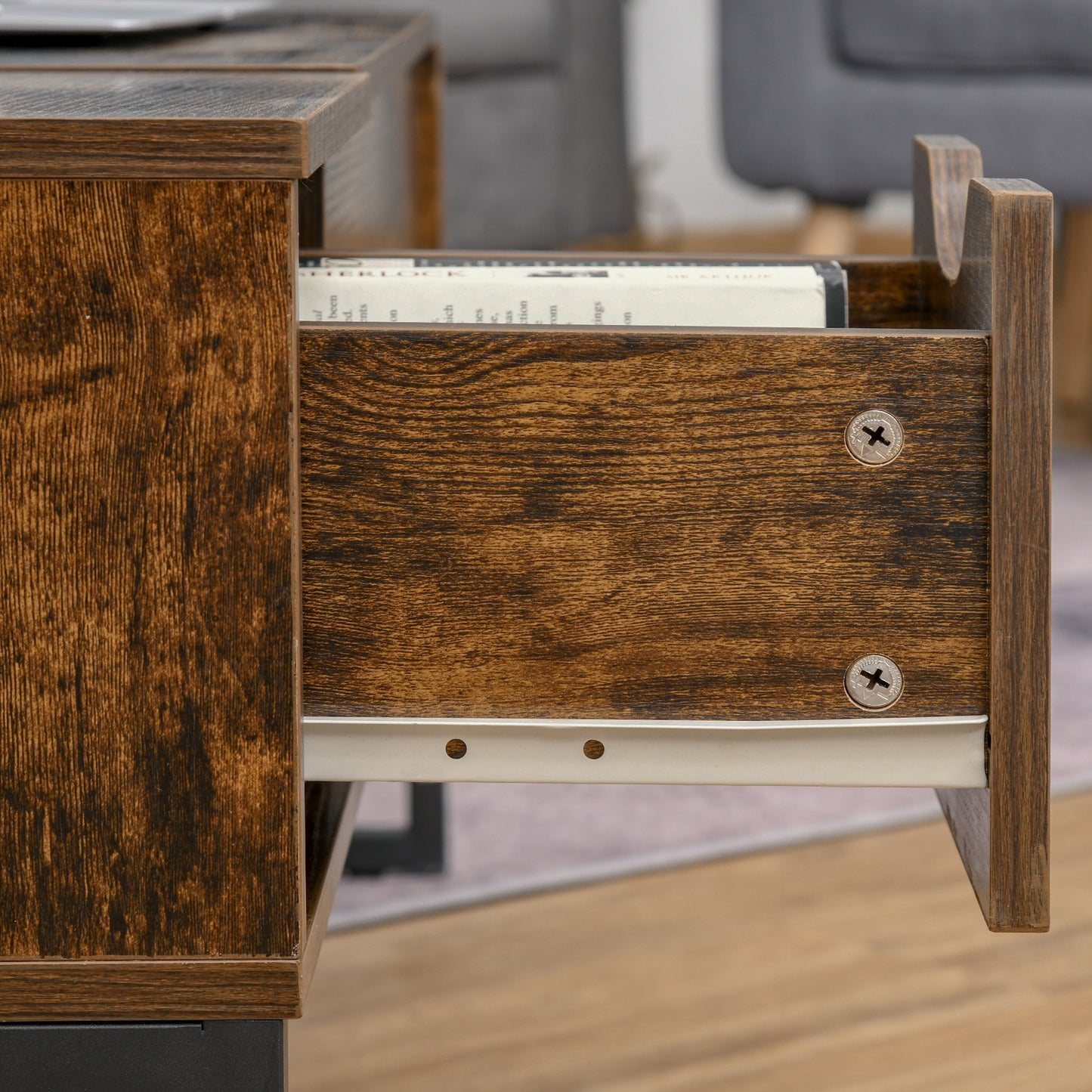 Salontafel – Koffietafel – Woonkamertafel – Verstelbare Tafel – Tafeltje – Bruin – Verstelbaar Blad – Groot Formaat 100x60x44 cm