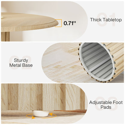 Ronde Eettafel – Ronde Tafel – Eetkamertafel – Keukentafel – Eethoektafel – Compact Design – Gelamineerd Spaanplaat & Metalen Onderstel – 119,99 cm Diameter