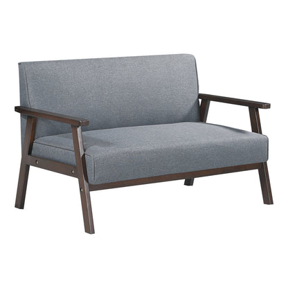Bankstel – 2-Zitsbank – Zitbank – Bankje – Sofa – Grijs – Houten Frame – 121x69x75 cm – Comfortabel & Stevig