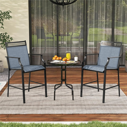 Tuinstoelen – Terrastoelen – Balkontoelen – Buitenstoelen – Barstoelen – Sneldrogende Zitting – Stevig Metalen Frame – Blauw – Set van 2 – Draagkracht 180 kg