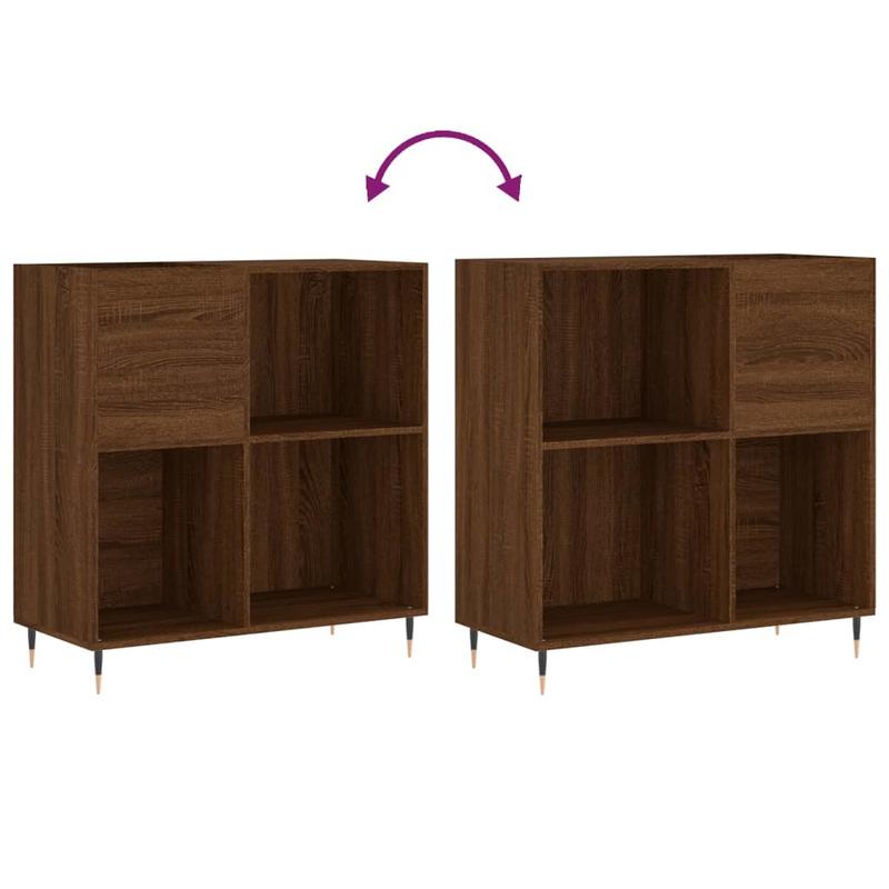 Platenspelerstandaard – Vinylmeubel – Platenkast – Audio Meubel – Bruin Eikenhout – Stevig Multiplex – 84,5x38x89 cm