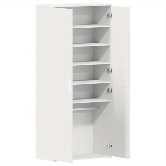 Schoenenkast – Schoenenopberger – Schoenenrek – Halkast – Smalle Schoenenkast – Massief Houten Kast – 80x39x180 cm – Duurzaam Wit Design