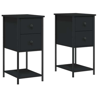 Nachtkastje – Bijzettafel – Bedkastje – Opbergkastje – Zwart – Hardhout En Bewerkt Hout – 32x42x70 cm – Multifunctioneel En Duurzaam
