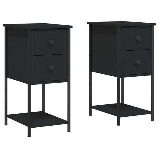 Nachtkastje – Bijzettafel – Bedkastje – Opbergkastje – Zwart – Hardhout En Bewerkt Hout – 32x42x70 cm – Multifunctioneel En Duurzaam