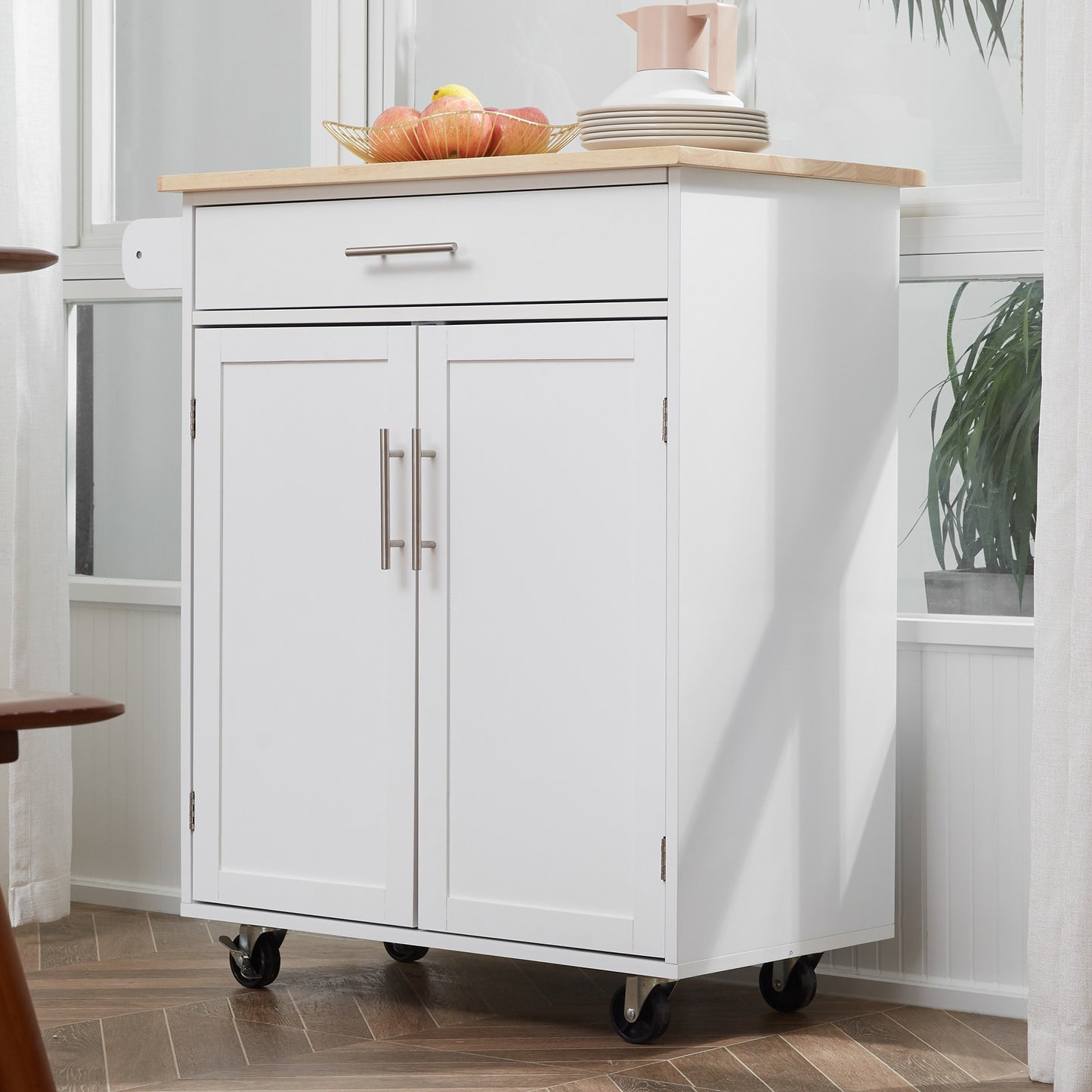 Keukentrolley – Keukenwagen – Servertrolley – Keukenmeubel – Barschop – Met Wieltjes En Remmen – 83 x 45 x 91,5 cm Wit