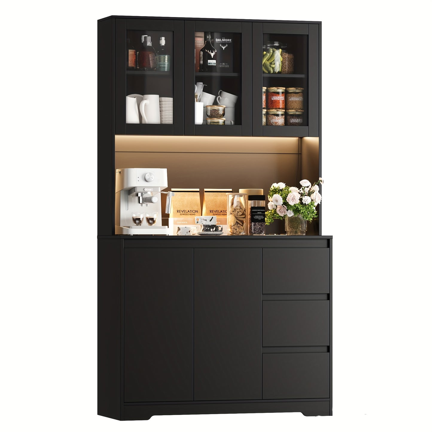 Dressoir – Ladekast – Opbergkast – Buffetkast – Keukenkast – 180x100x38,5 cm – Spaanplaat En Veiligheidsglas