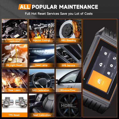 OBD2 Scanner – Autodiagnose Apparaat – Foutcode Lezer – Auto Scanner – Diagnosetool – 4-Systeem Diagnose ABS, Motor, Airbag, Transmissie – 6,2 Inch Kleurenscherm, 7 Onderhoudsfuncties