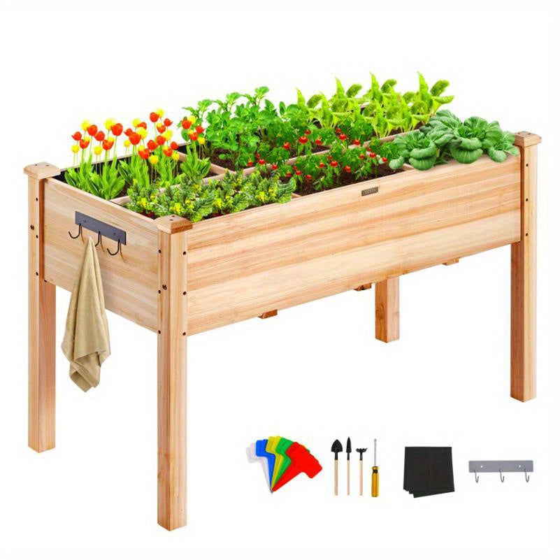 Tuinbak – Verhoogde Plantenbak – Bloembak – Moestuinbak – Kruidenbak – Hout – Compact Rechthoekig Model – 47,2x22,2x76,2 cm – Comfortabel Tuinieren Zonder Bukken