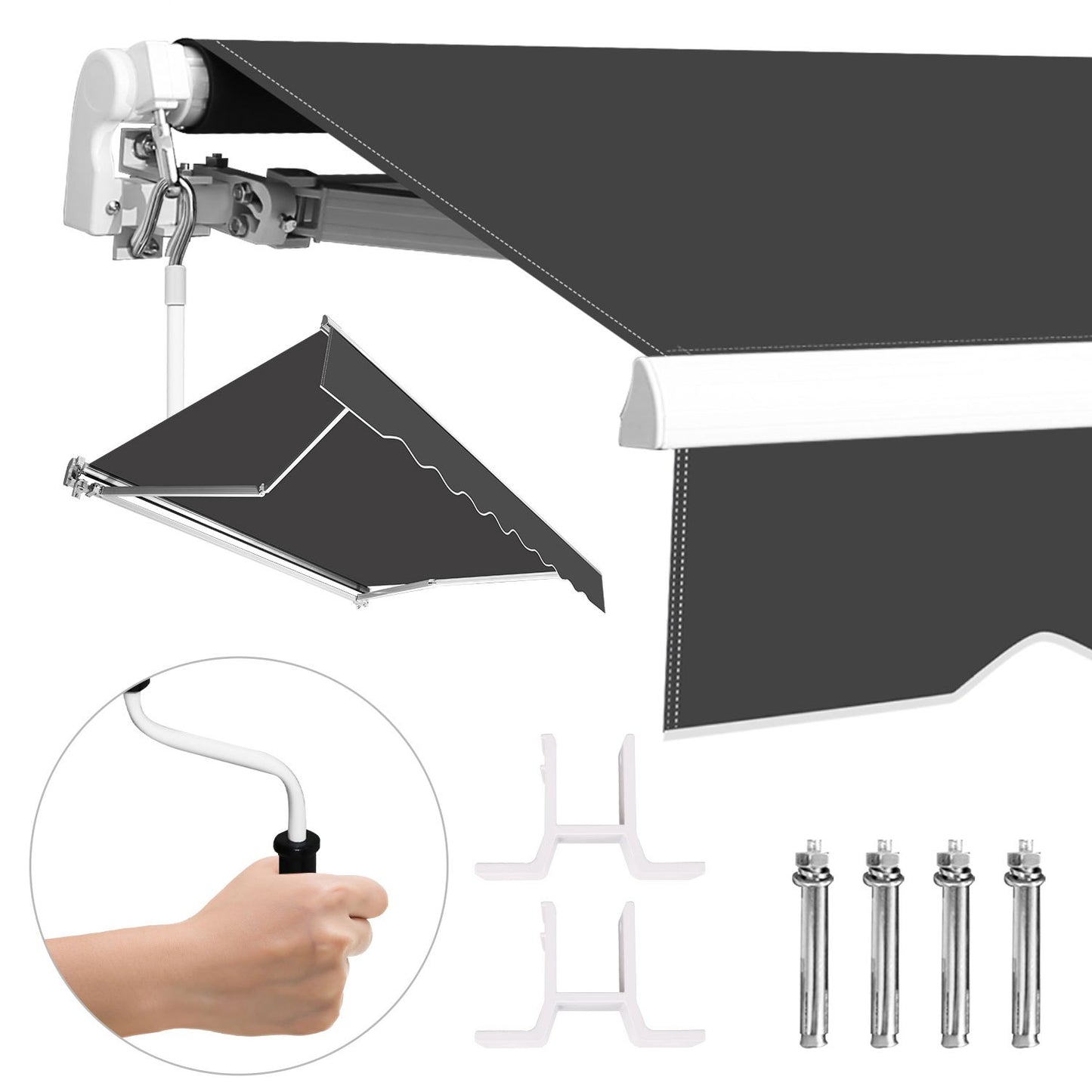 Uitvalscherm Balkonzonwering – Zonnescherm Terrasdoek – Slingerzonnescherm – Uitvalscherm Veranda – Beige Kleur – Aluminium Frame – 300x250 cm – UV-Bescherming