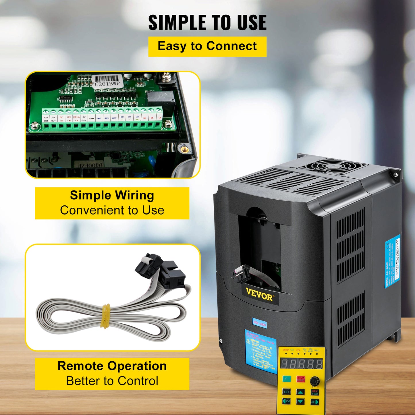 Frequentieomvormer – Frequentieregelaar – VFD – Motorregelaar – Snelheidsregelaar – 220V AC 4 kW – 1- of 3-fase Ingang