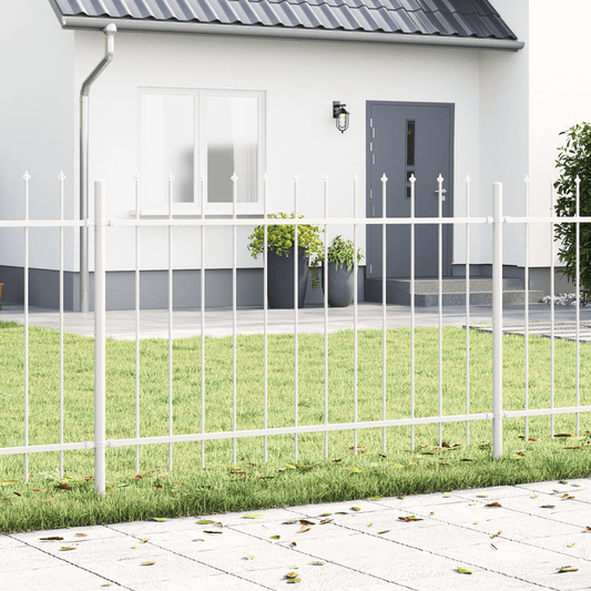 3.4x1.2m White Metal Garden Fence with Pointed Tops - Durable Steel Privacy Fence for Yard, Patio, or Garden Border, Easy Installation, No Tools Needed, Garden Fence Privacy, Outdoor Security, Modern Aesthetic, Sturdy Construction