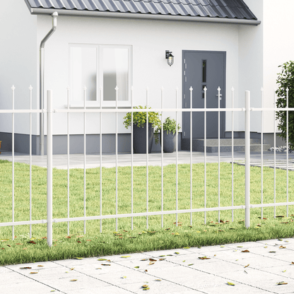 3.4x1.2m White Metal Garden Fence with Pointed Tops - Durable Steel Privacy Fence for Yard, Patio, or Garden Border, Easy Installation, No Tools Needed, Garden Fence Privacy, Outdoor Security, Modern Aesthetic, Sturdy Constru
