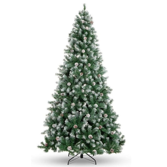 Kunstkerstboom – Nepboom – PVC Kerstboom – Kerst Dennenboom – Kerst Decoratieboom – 274 cm Groot – Stevig PVC Materiaal – Inclusief Dennenappels
