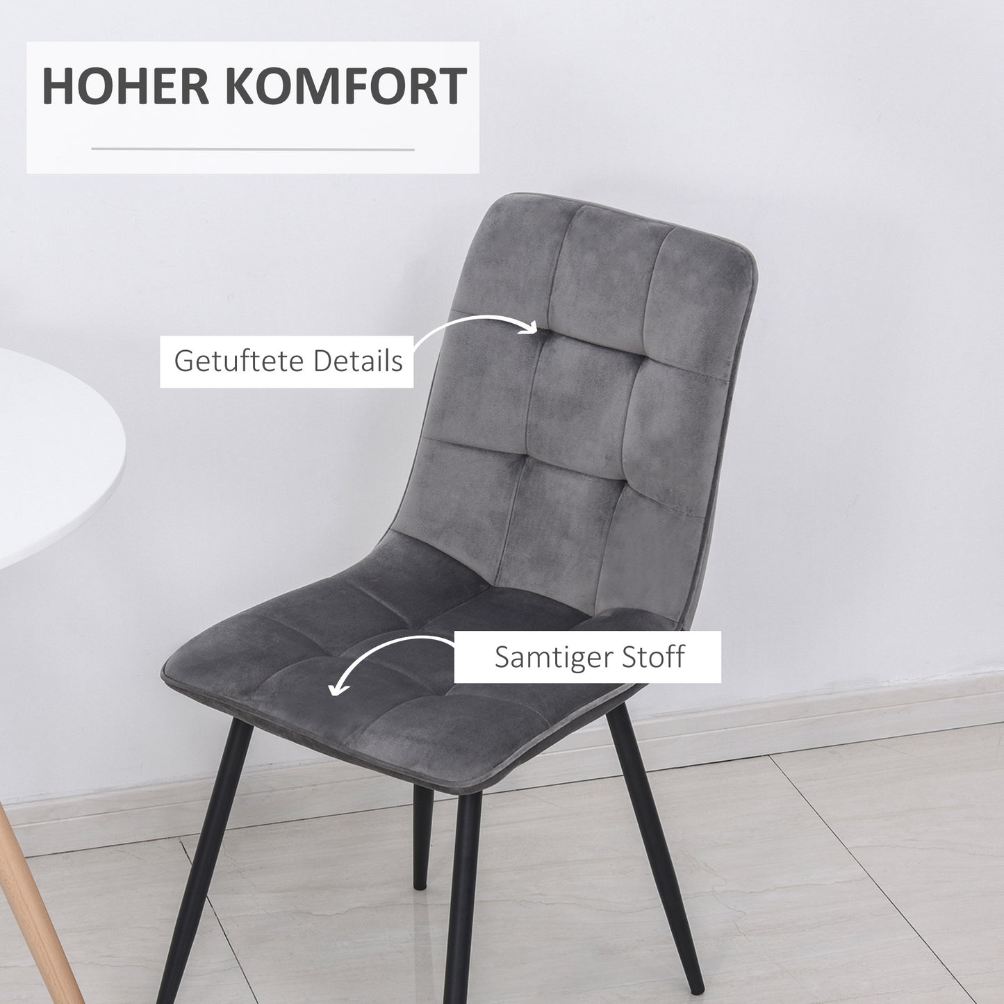 Eetkamerstoel – Kuipstoel – Keukenstoel – Stoel – Set van 2 – Velvet Bekleding – Metalen Onderstel – Hoog Comfort – Draagvermogen 120 kg