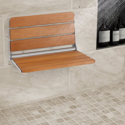 Douchezitting – Douchezitje – Douchebankje – Opklapbare Douchezitting – Badkrukje – Teakhouten Douchezitting 53x40,5 cm – Opklapbaar – Draagkracht 226 kg