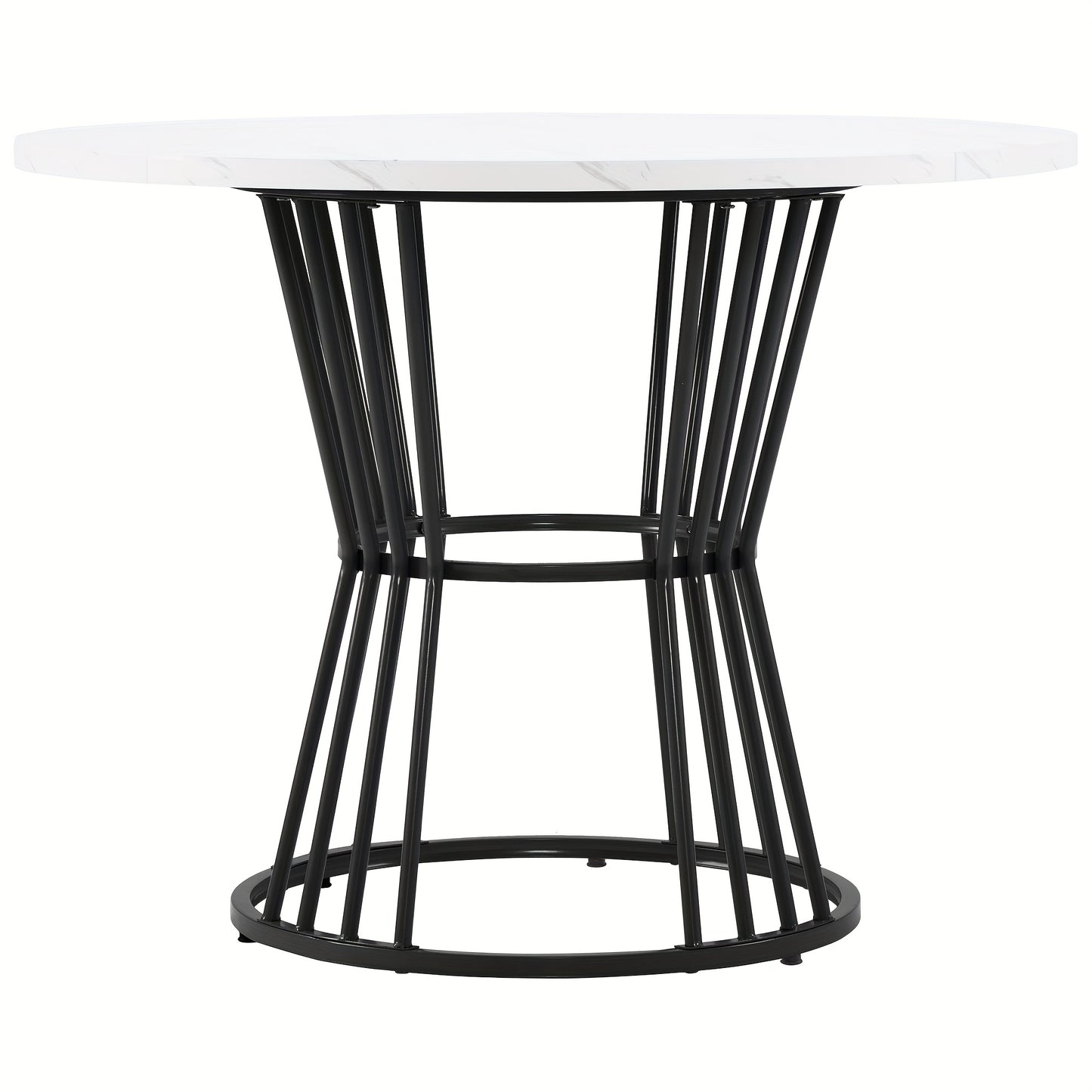 1pc Modern Marble Dining Table with Sturdy Metal Frame - Black Contemporary Design, Easy Assembly, No Power Needed, Perfect for Kitchen & Dining Room, Breakfast Table, Dining Table, Sleek Table Design, Elegant Table Style, Du