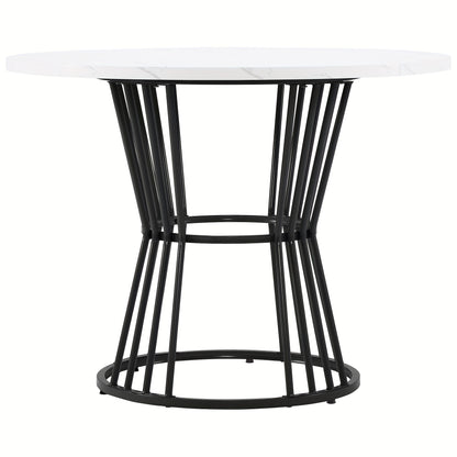 1pc Modern Marble Dining Table with Sturdy Metal Frame - Black Contemporary Design, Easy Assembly, No Power Needed, Perfect for Kitchen & Dining Room, Breakfast Table, Dining Table, Sleek Table Design, Elegant Table Style, Du
