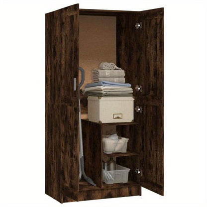 Kledingkast – Garderobekast – Opbergkast – Slaapkamerkast – Rook Eiken – Wandmontage – Hoogwaardig Hout – Compact Ontwerp 82,5x51,5x180 cm