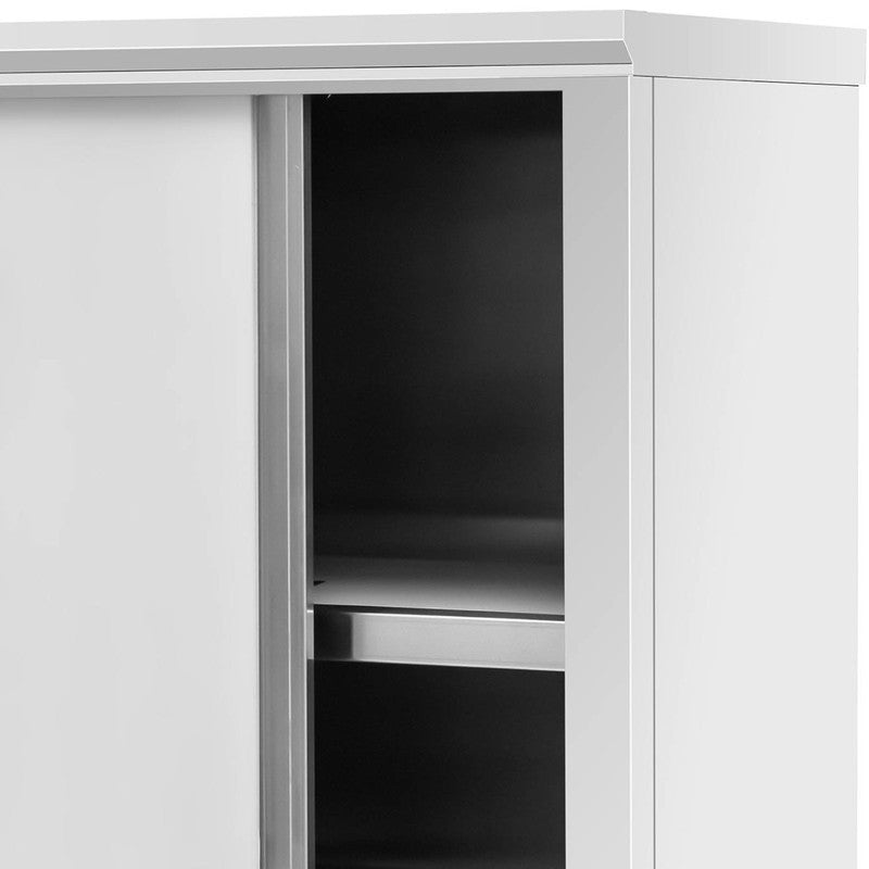 Keukenkast – Opbergkast – Buffetkast – Stellingkast – Keukenmeubel – RVS Schuifdeuren – 120x50x180 cm – 200 kg Draagvermogen