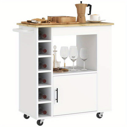 Keukentrolley – Keukenkast – Serveerwagen – Rolwagen – Opbergtrolley – Compact Werkblad – Duurzaam Hout, Metaal en Kunststof