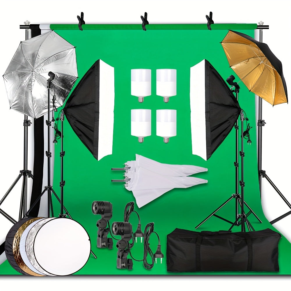 Backdrop Stand – Fotostatief – Background Frame – Verlichtingsstatief – Photoshoot Statief – 2.6x3m Muslin Achtergrond – Stevig Metalen Frame Met Driewielbasis