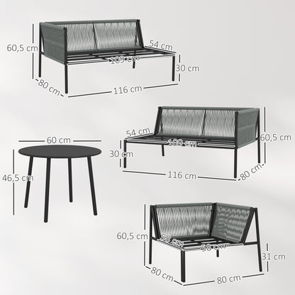 Tuinmeubelen – Loungeset – Garden Set – Buitenmeubels – Balkonmeubelen – 5-Zits – Weerbestendig Stalen Frame – Inclusief Afneembare Kussens – Donkergrijs