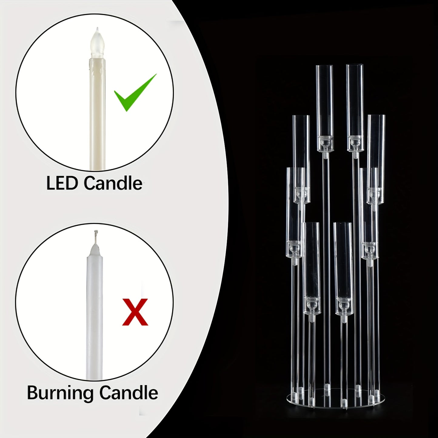 Acryl Kandelaar – Candelabra – Kaarshouder – Kaarsenhouder – Tafelkaarsenhouder – Set Van 4 Met 8 Armen – Transparant Acryl – Hoogteverschillen Voor Speels Effect