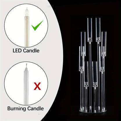 Acryl Kandelaar – Candelabra – Kaarshouder – Kaarsenhouder – Tafelkaarsenhouder – Set Van 4 Met 8 Armen – Transparant Acryl – Hoogteverschillen Voor Speels Effect