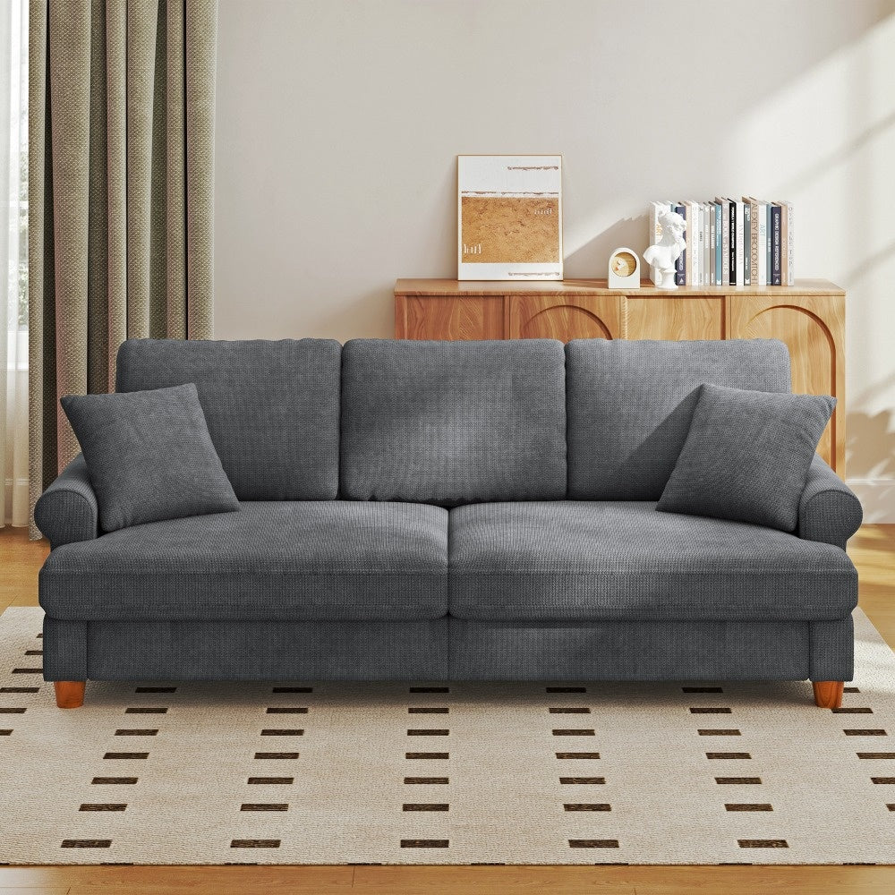Slaapbank – Sofa – Bedbank – Logeerbed – Zetel – Diepe Zit – Afneembare Chenille Bekleding – Veerkrachtige Kussens – Groen – Compact Voor Kleine Ruimtes