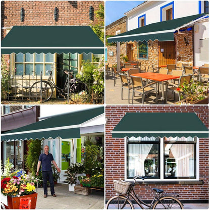 Markies – Zonwering – Uitvalscherm – Luifel – Balkonzonwering – Handmatig Bediening – Aluminium Frame – 360x300 cm – Verstelbare Hoek