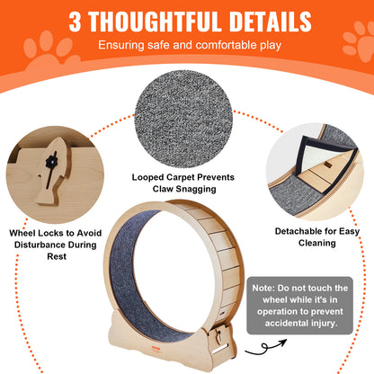 Kattenrenfiets – Kattenlooprad – Kattenrad – Kattenwiel – Kattenfitness – Grote 110 cm diameter – Stil en Geluiddempend Design