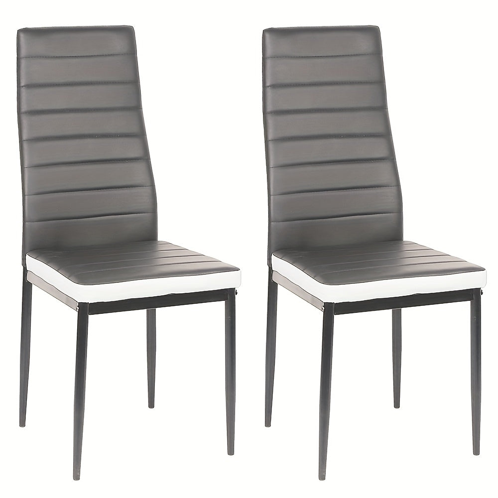 Eetkamerstoelen – Stoelen – Kuipstoelen – Keukenstoelen – Set van 6 – Kunstleer Bekleding – Metalen Onderstel – Grijs Wit