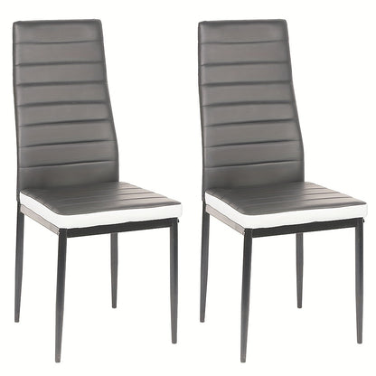 Eetkamerstoelen – Stoelen – Kuipstoelen – Keukenstoelen – Set van 6 – Kunstleer Bekleding – Metalen Onderstel – Grijs Wit
