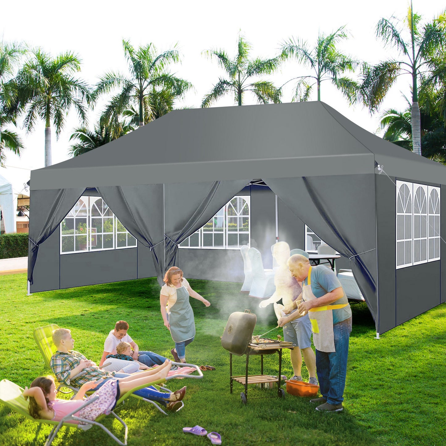 Pop-Up Tent – Zonneschermtent – Tuinent – Partytent – Beschutting – 3×6 Meter – Aluminium Frame
