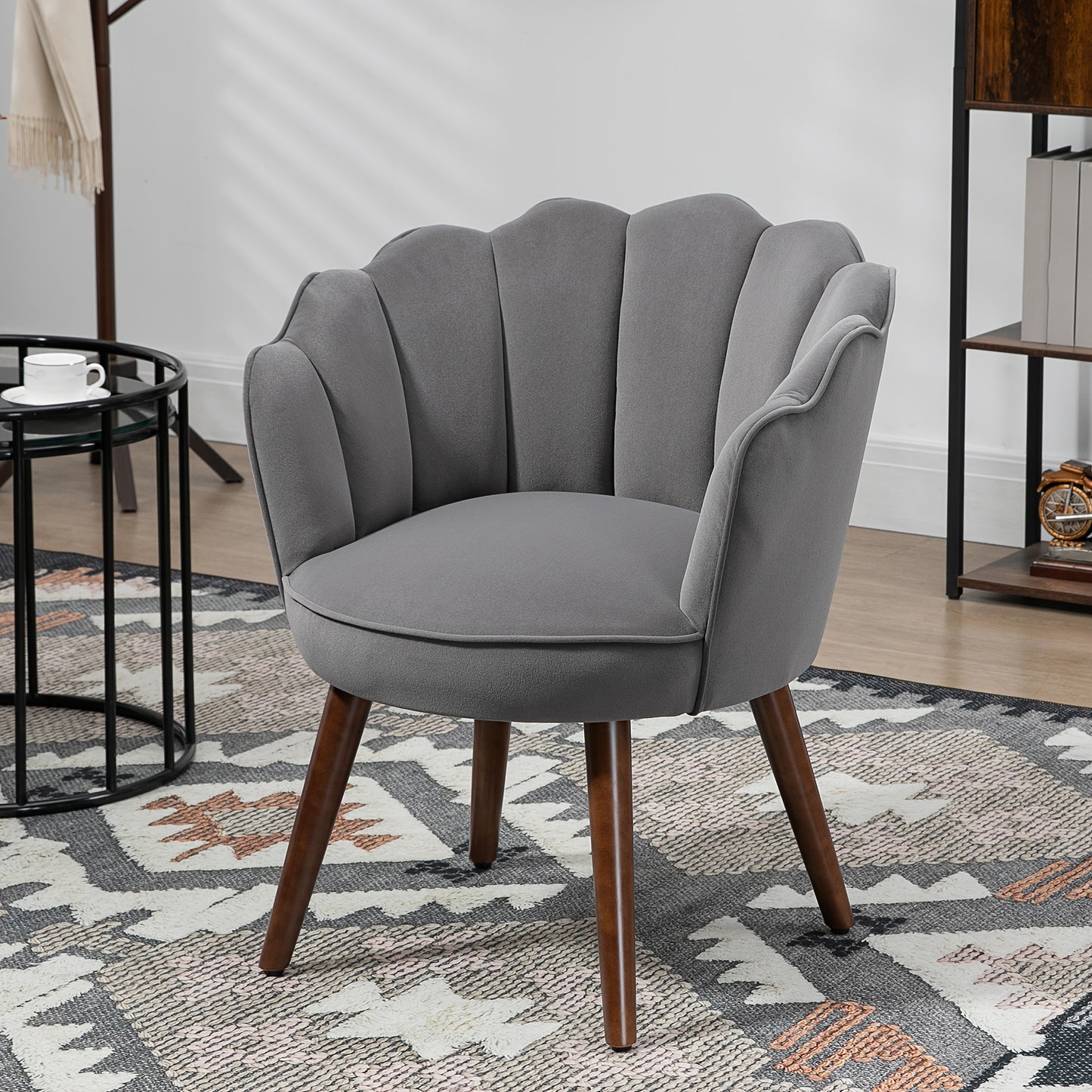Modern Dark Grey Metal Frame Recliner Armchair with Soft Cushioned Backrest & Seat - Easy Assembly, Sturdy Hard Floor Compatible Design, 66x72x79cm, Classic Contemporary Style for Living Room, Entertainment Center, Salon - Du