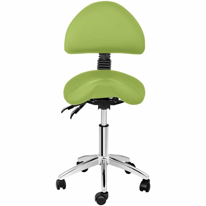Cosmetic Saddle Chair with Adjustable Rotating Backrest BERLIN - Green