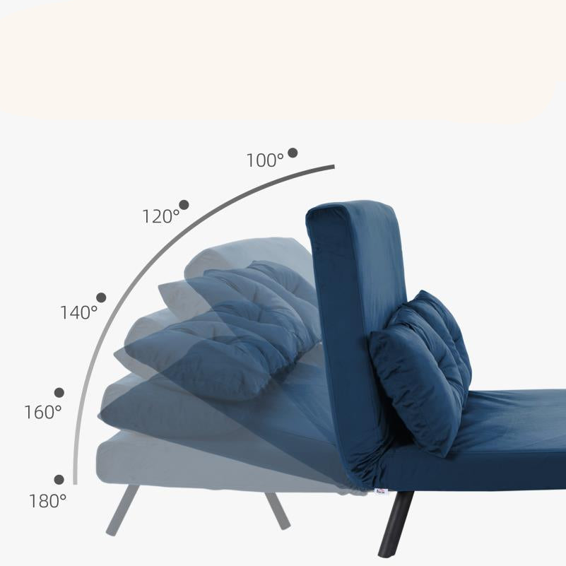 Slaapbank – Slaapbankje – Bedbank – Bedstoel – Logeerbed – Verstelbare Rugleuning – Duurzaam Stalen Frame – Polyester Bekleding – Compact 102x73x81 cm – Zonder Elektriciteit