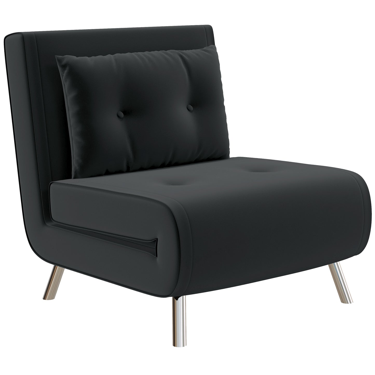 Slaapfauteuil – Relaxstoel – Bedfauteuil – Gastenbed – Velours Fauteuil – Donkergrijs – 3-stand Verstelbare Rugleuning – Compact 77x88x83 cm