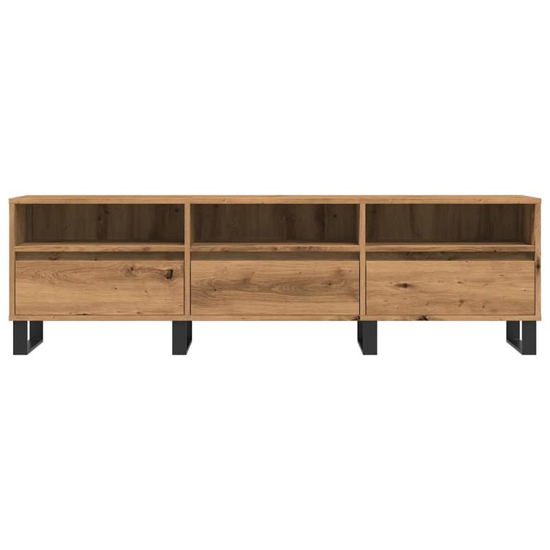 Tv-meubel – Tv-kast – Tv-tafel – Tv-meubelen – Tv-dressoir – Eikenhout – 150x30x44,5 cm – 3 Lades & 3 Legplanken