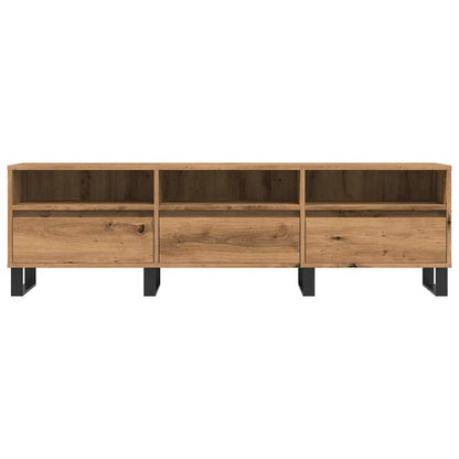 Tv-meubel – Tv-kast – Tv-tafel – Tv-meubelen – Tv-dressoir – Eikenhout – 150x30x44,5 cm – 3 Lades & 3 Legplanken
