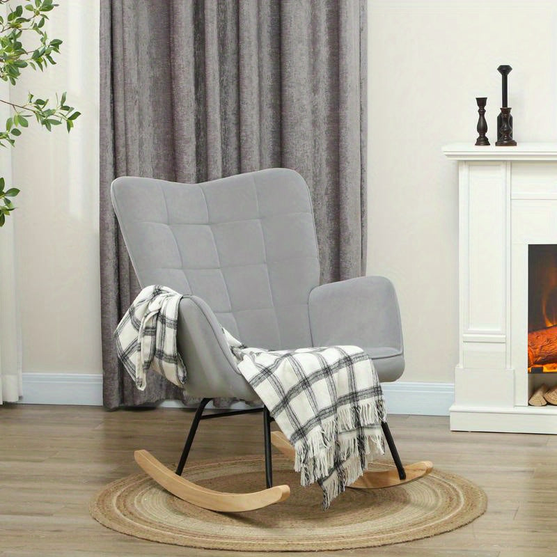 Ergonomische Schommelstoel – Loungestoel – Schommelzetel – Relaxstoel – Schommelstoel Beukenhout – Breed Rugpaneel – Dikke Bekleding – Max. Draagvermogen 120 kg
