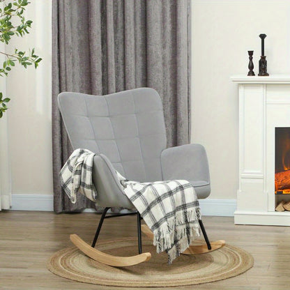 Ergonomische Schommelstoel – Loungestoel – Schommelzetel – Relaxstoel – Schommelstoel Beukenhout – Breed Rugpaneel – Dikke Bekleding – Max. Draagvermogen 120 kg
