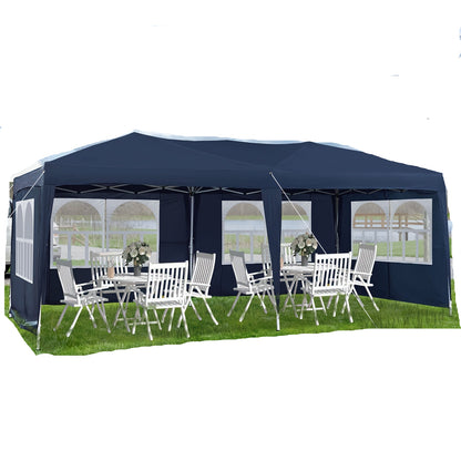 Tuin Gazebo – Partytent – Prieel – Overkapping – Luifel – Blauw – 3x6 Meter – UV-Bescherming – Stevig Stalen Frame