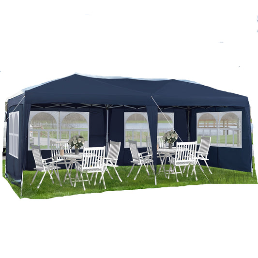 Tuin Gazebo – Partytent – Prieel – Overkapping – Luifel – Blauw – 3x6 Meter – UV-Bescherming – Stevig Stalen Frame