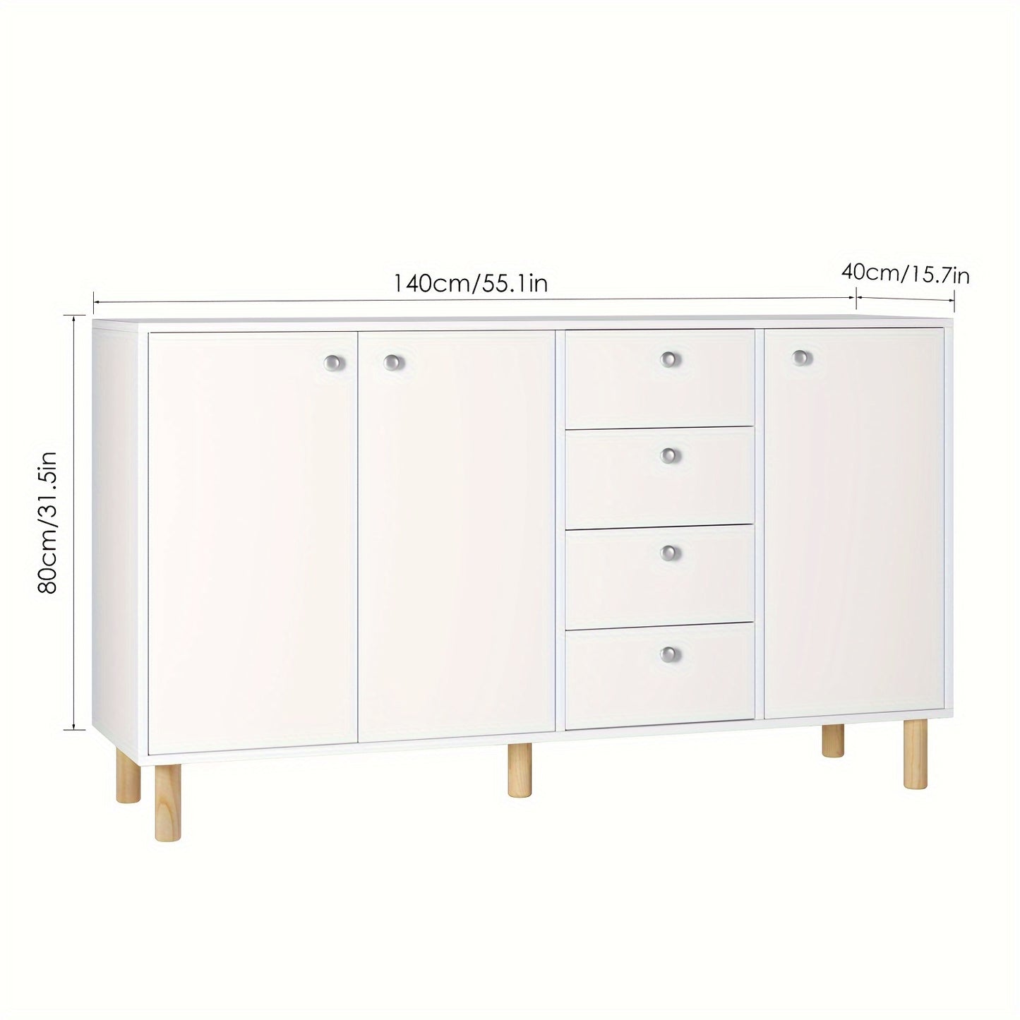Opbergkast – Bergkast – Kastje – Opbergmeubel – Vrijstaande Kast – Wit Met Gouden Accenten – Hardhouten Constructie – Verstelbare Planken